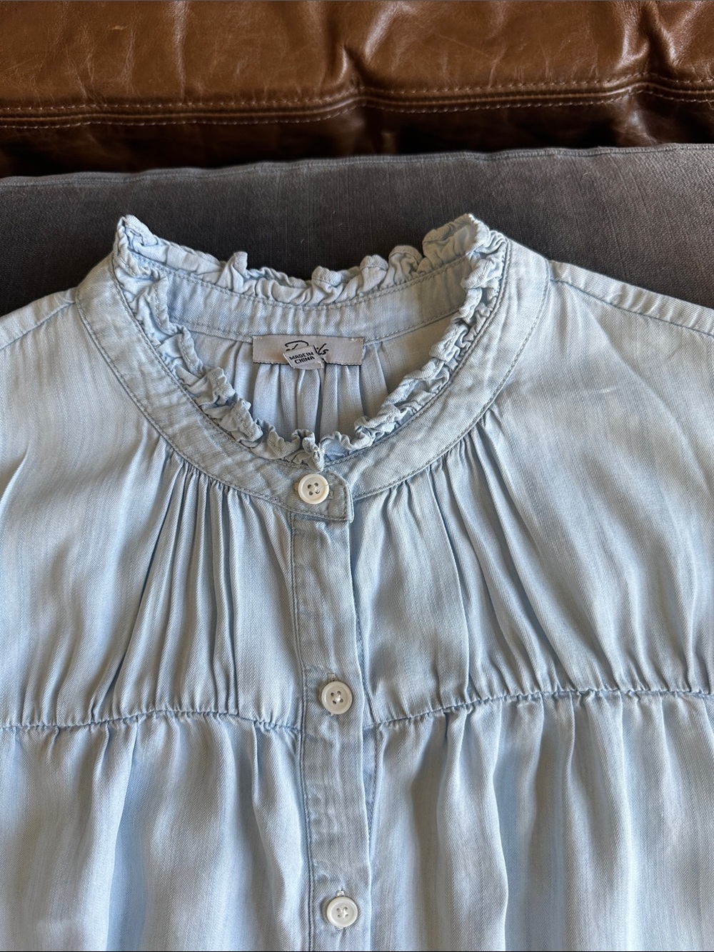 Rails Light Blue Ruffle Collar Button-Up Top - Picture 4 of 13